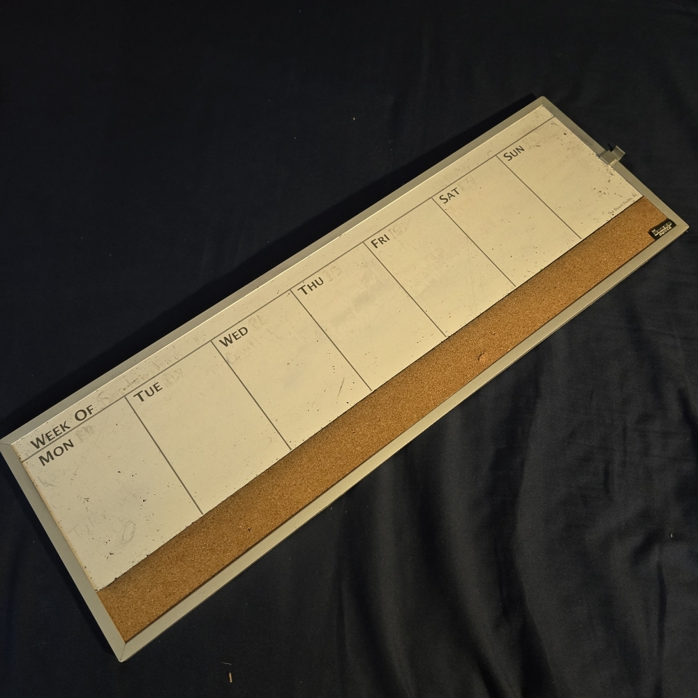 Weekly Planner Whiteboard with Corkboard Section Attach